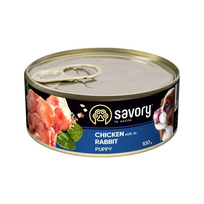 Savory вологий повнораціонний корм для цуценят усіх порід з кроликом (100г)