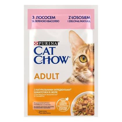 Cat Chow пауч для котів з лососем та зеленою квасолею в желе