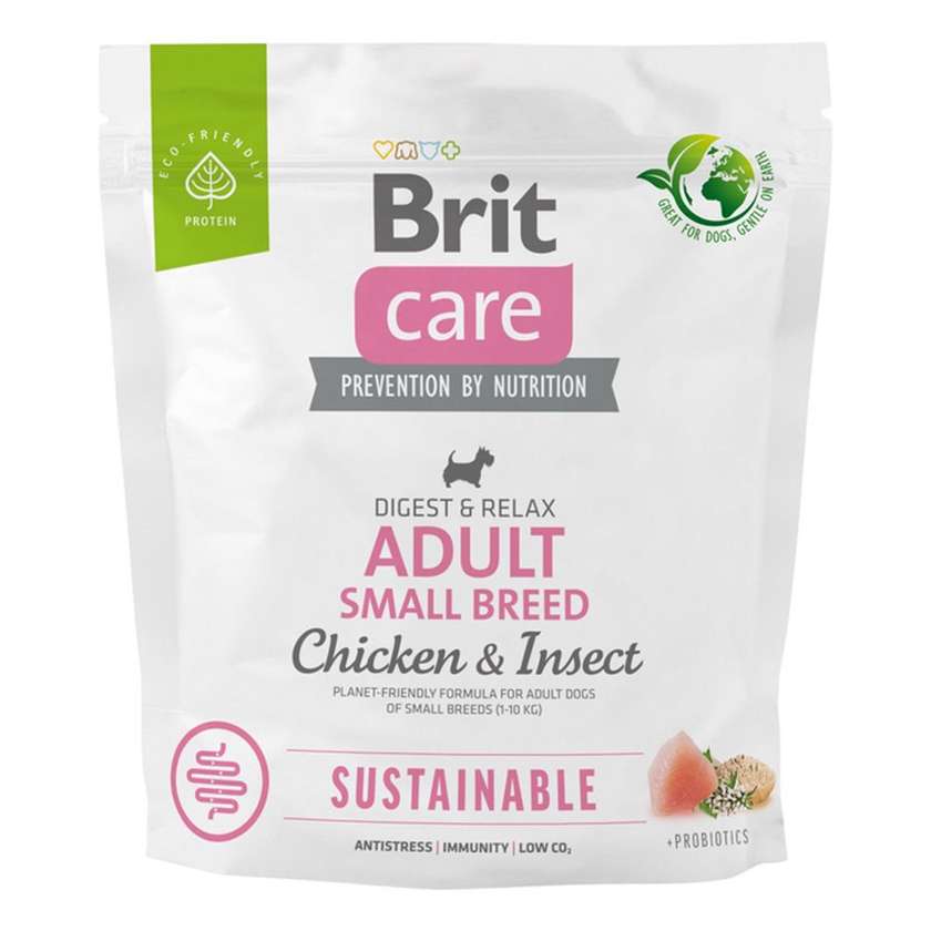 Brit Care Dog Sustainable Adult Small Breed сухий корм для собак малих порід з куркою та комахами (1кг)