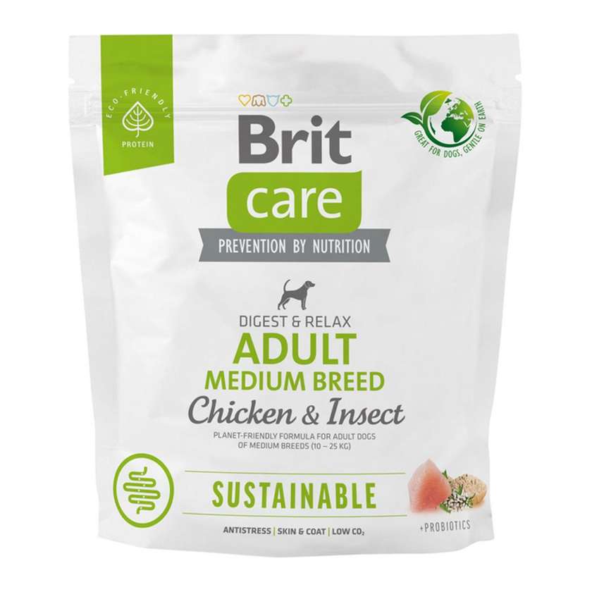 Brit Care Dog Sustainable Medium сухий корм для собак середніх порід з куркою та комахами