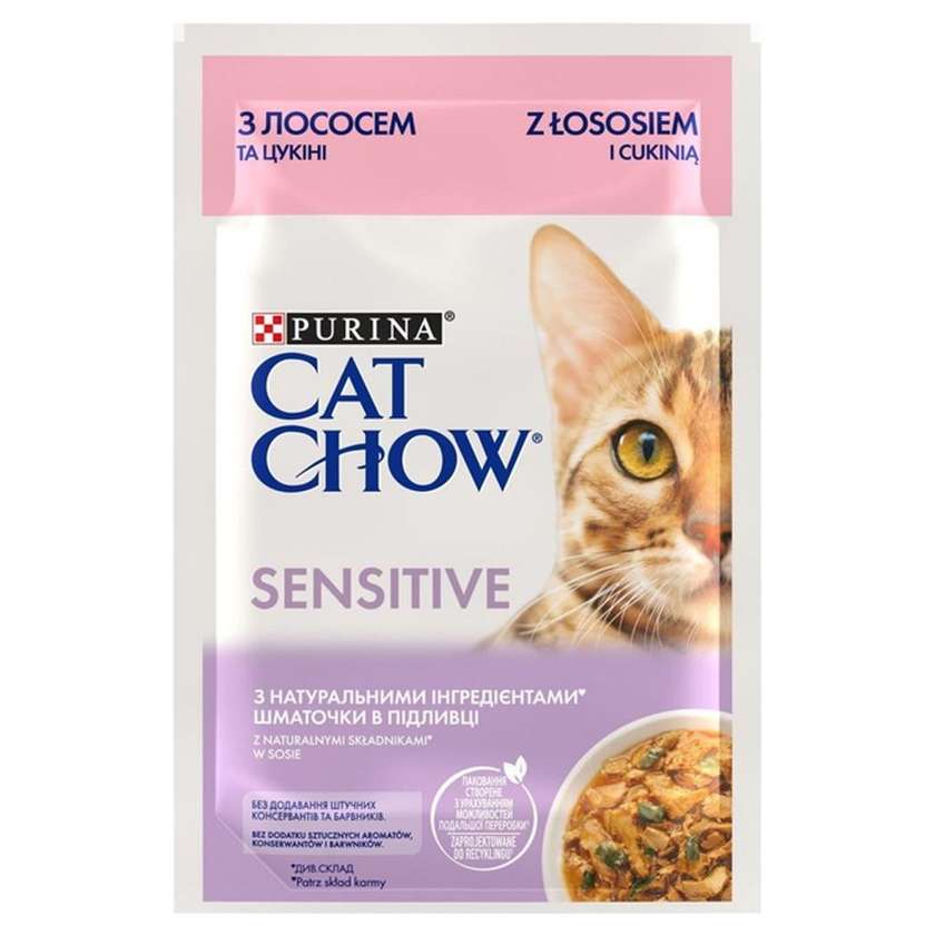 Cat Chow Sensitive пауч з лососем та цукіні в желе