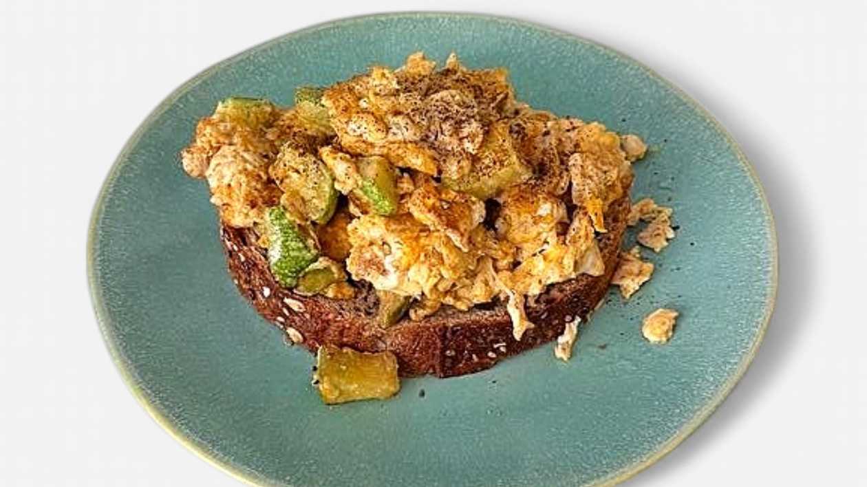 Scrambled-Zucchini Open Sandwich