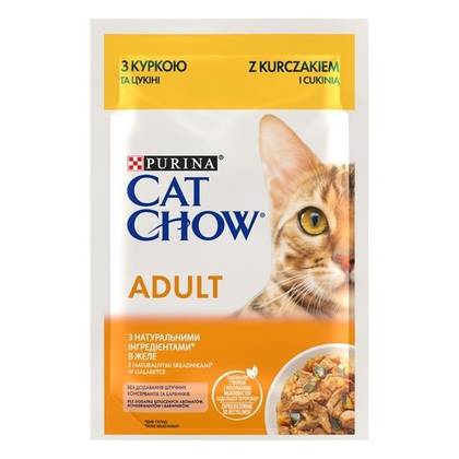 Cat Chow пауч для дорослих котів з куркою та цукіні