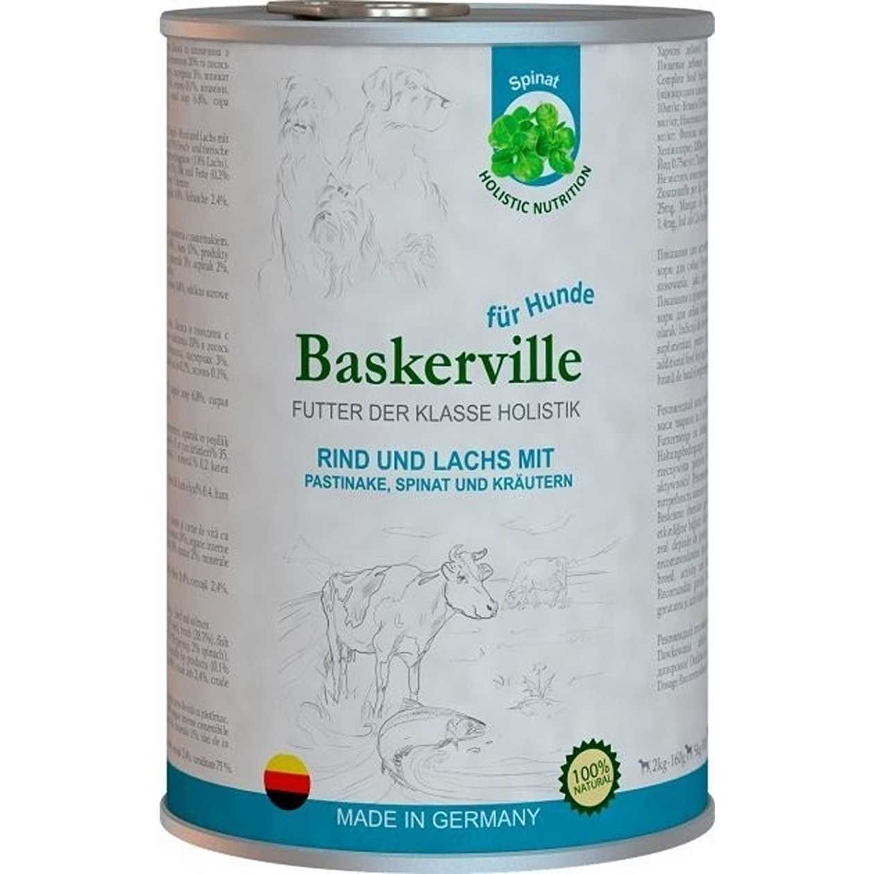 Baskerville HF Holistic консерви для собак з яловичиною та лососем
