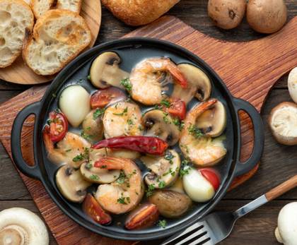 Gambas com Cogumelos