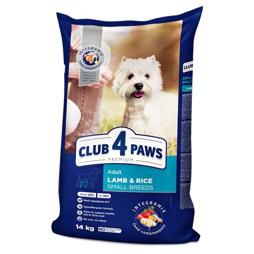 Club 4 Paws Premium сухий корм для дорослих собак малих порід з ягням та рисом (на вагу)