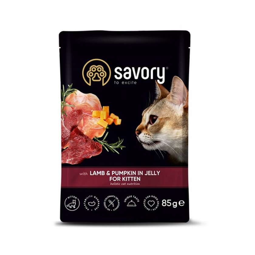 Savory пауч для кошенят з ягням та гарбузом у желе