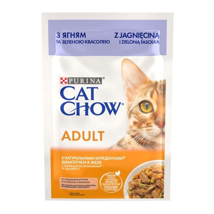 Cat Chow Adult пауч з ягням та зеленою квасолею в желе