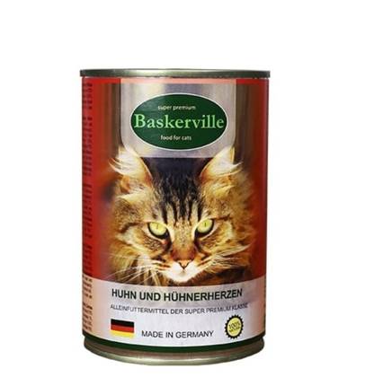 Baskerville консерви для котів з м’ясом курки та сердечками