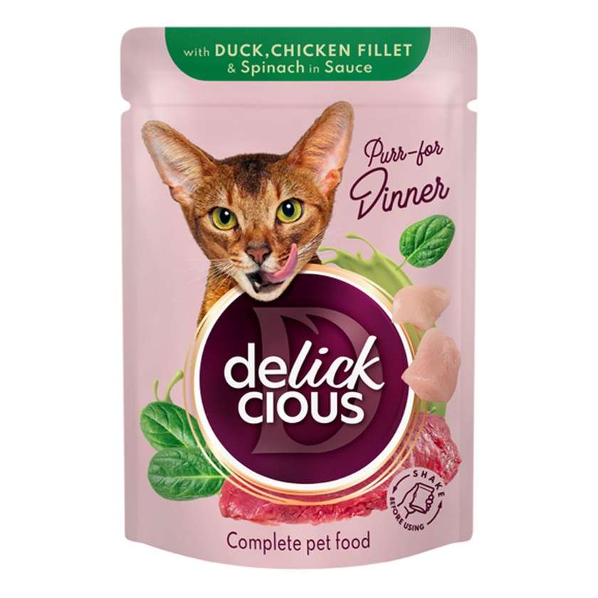 Delickcious шматочки з качкою, курячим філе і шпинатом у соусі