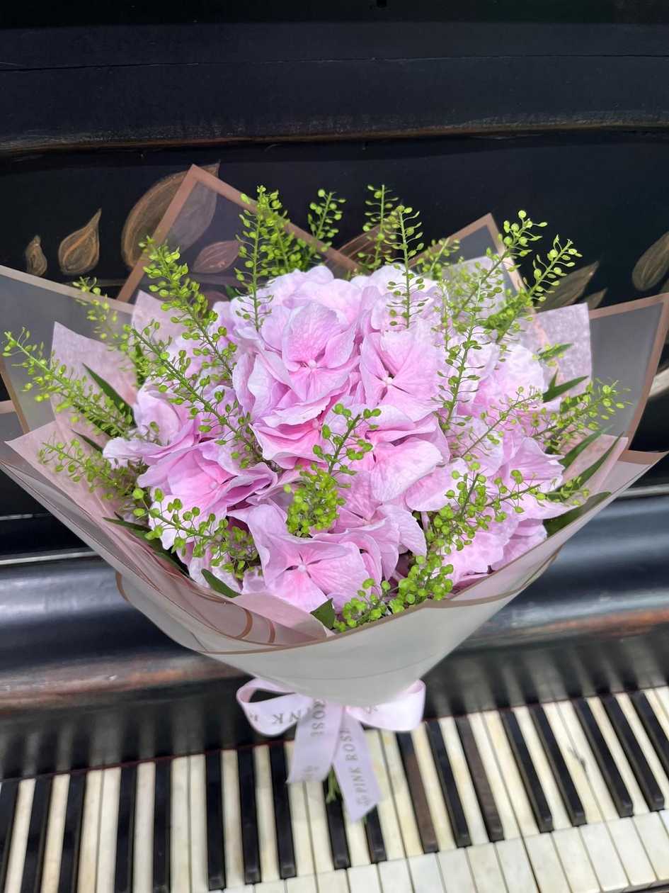 Bouquet with Hydrangea and Decorative Greenery