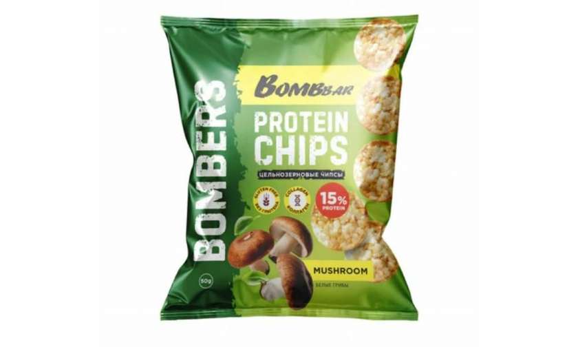 BOMBBAR მარცვლეულის პროტეინის ჩიფსი სოკოთი 50 გრ.