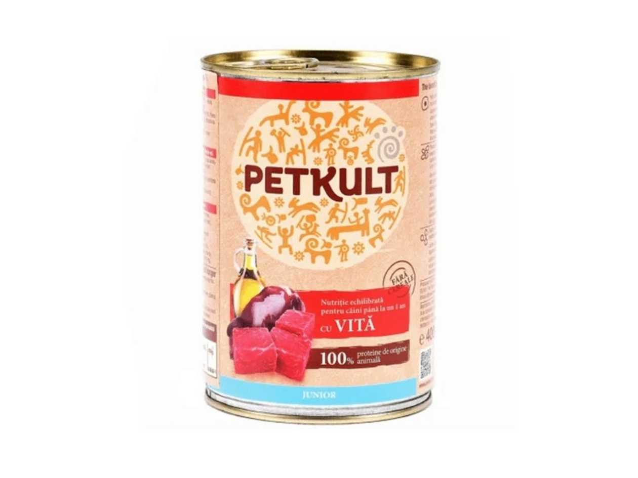 Petkult Canned Dog Food Junior with Beef (0.4kg)