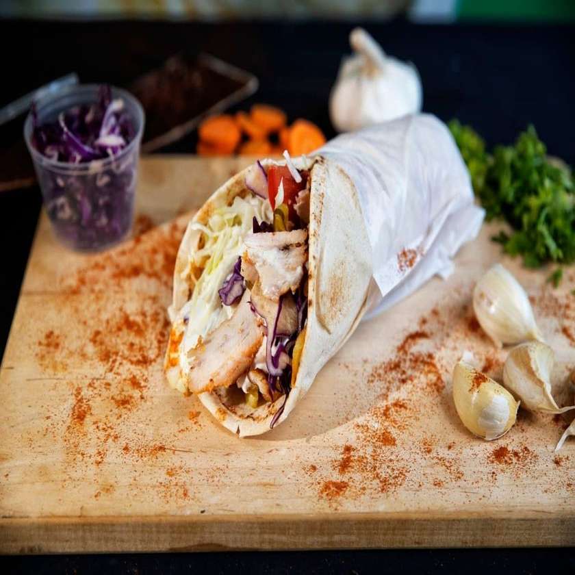 Large Chicken Shawarma + Can of Coca-Cola