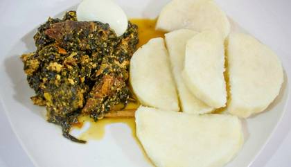 Boiled Yam with kontomire