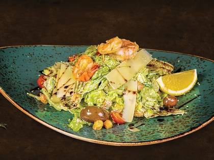 Caesar salad with shrimp