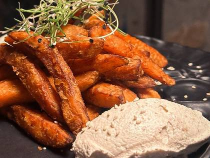 Fried Sweet Potato with Truffle Mousse