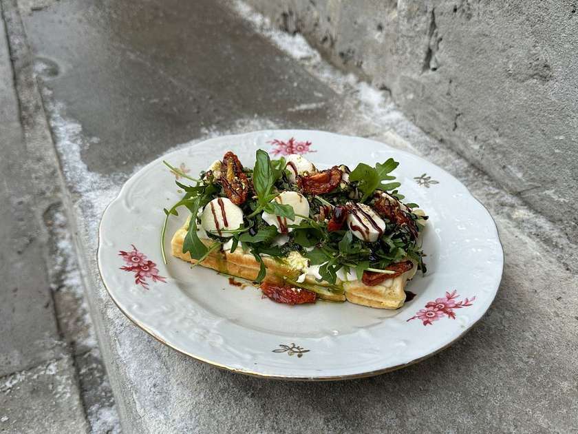 Caprese on a waffle