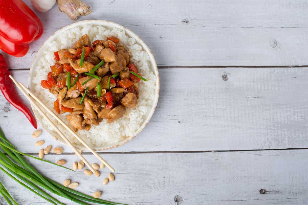 Kung pao chicken with rice