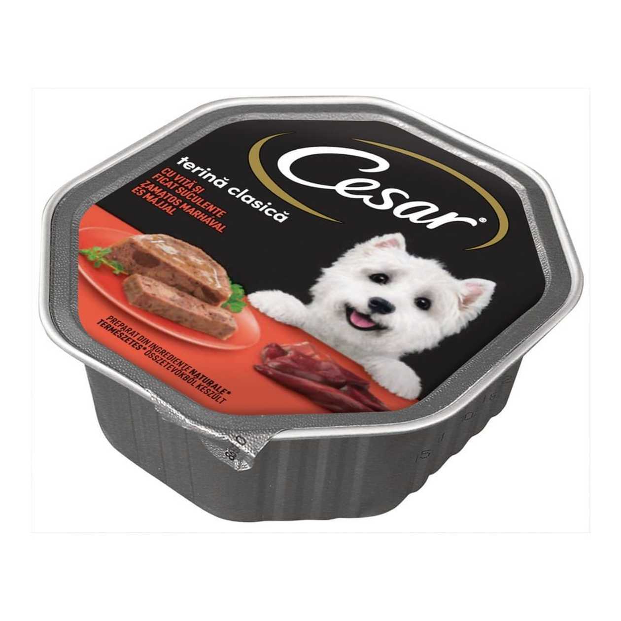 Hrana umeda pentru caini adulti Cesar, pate cu vita si ficat, 150 g
