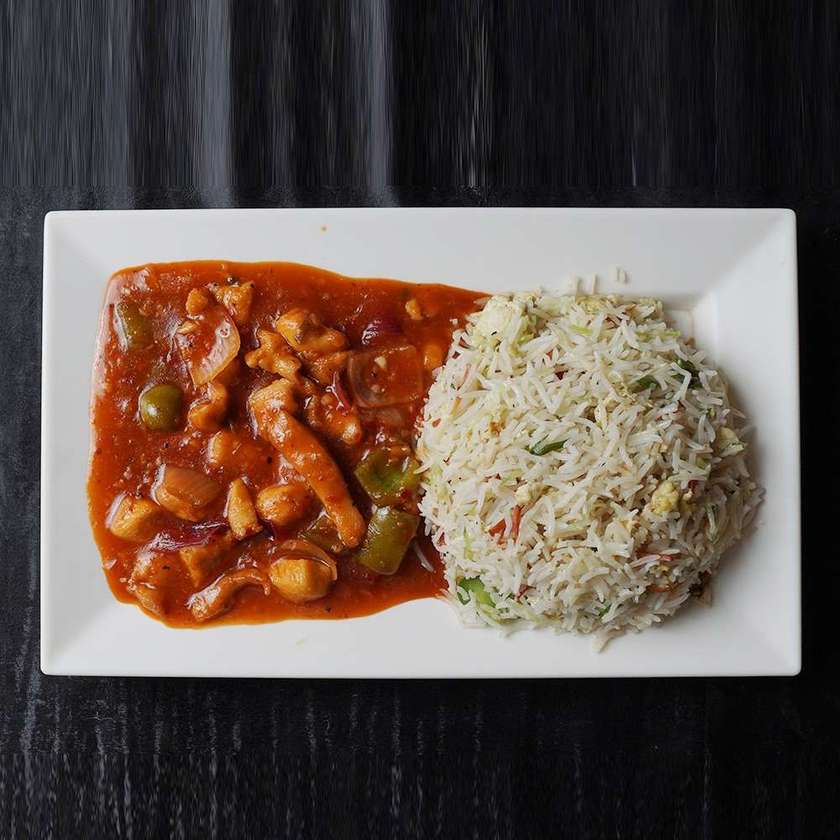 Shashlik chicken with rice