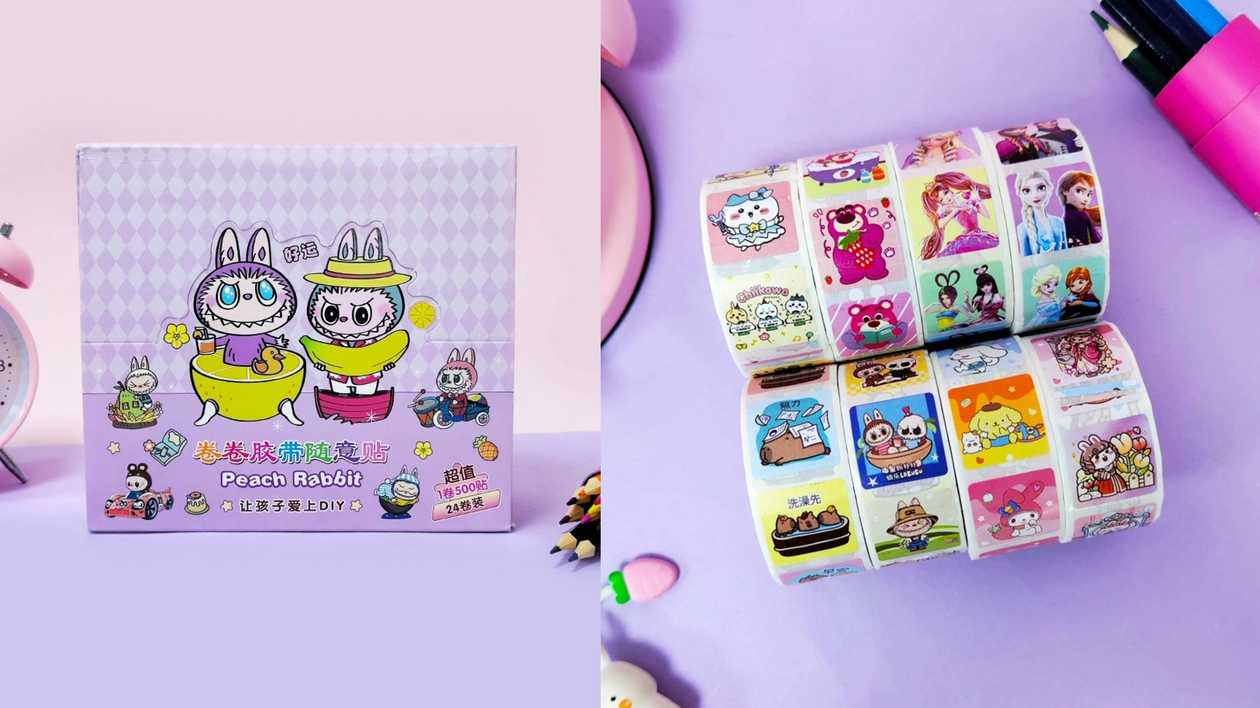 Peach Rabbit Roll Sticker