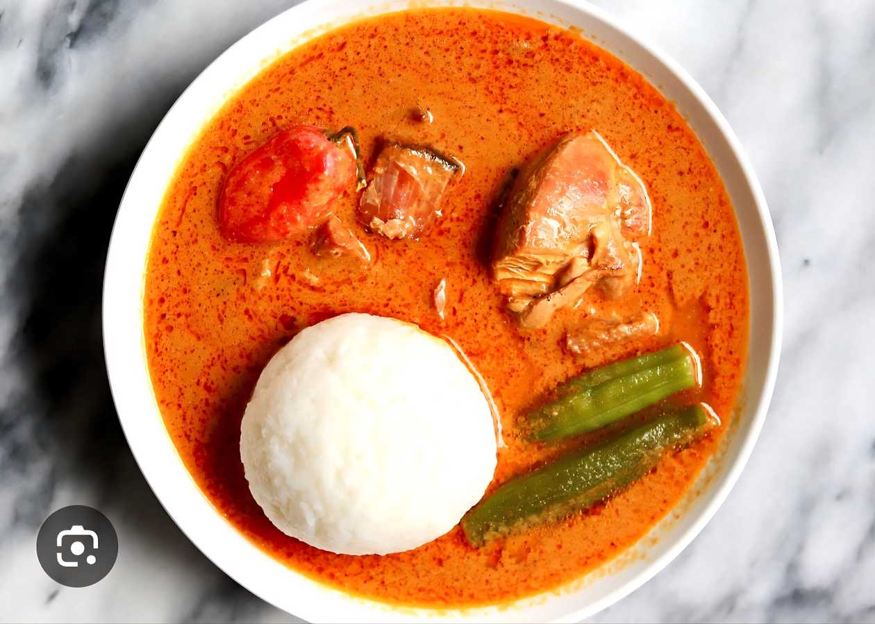Omotuo with Chicken Groundnut Soup