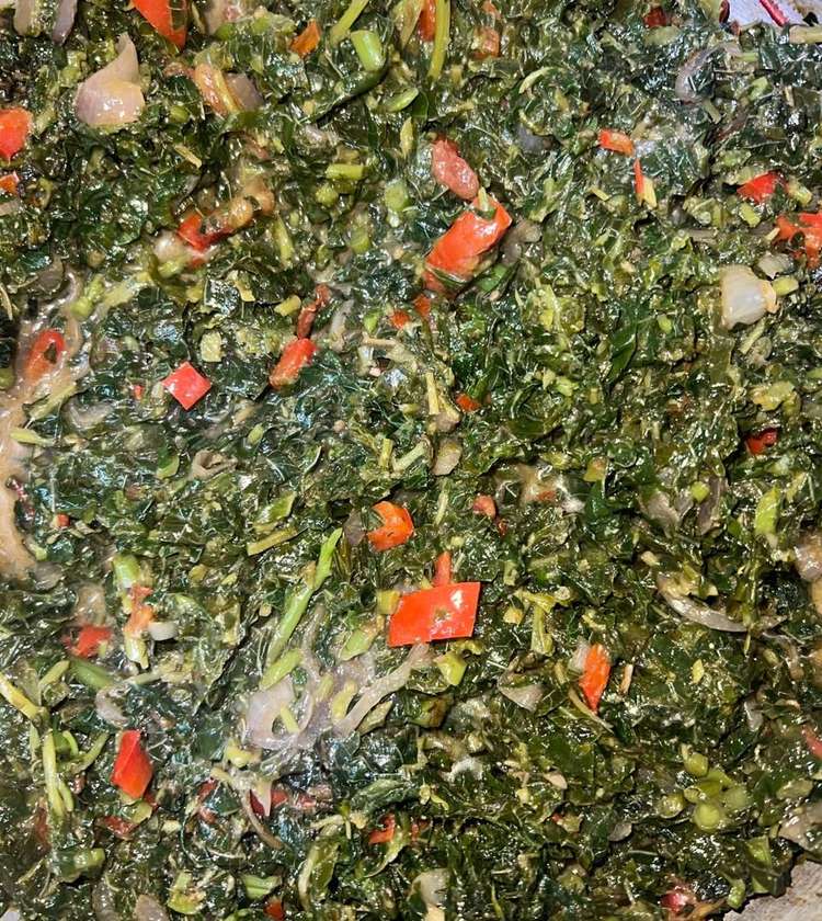Jamaican Steamed Callaloo in Dried Coconut Milk