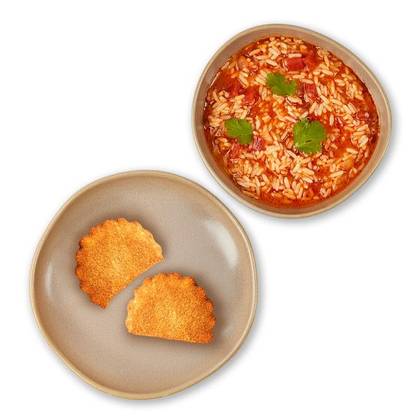 Rissóis de Berbigão com Arroz de Tomate