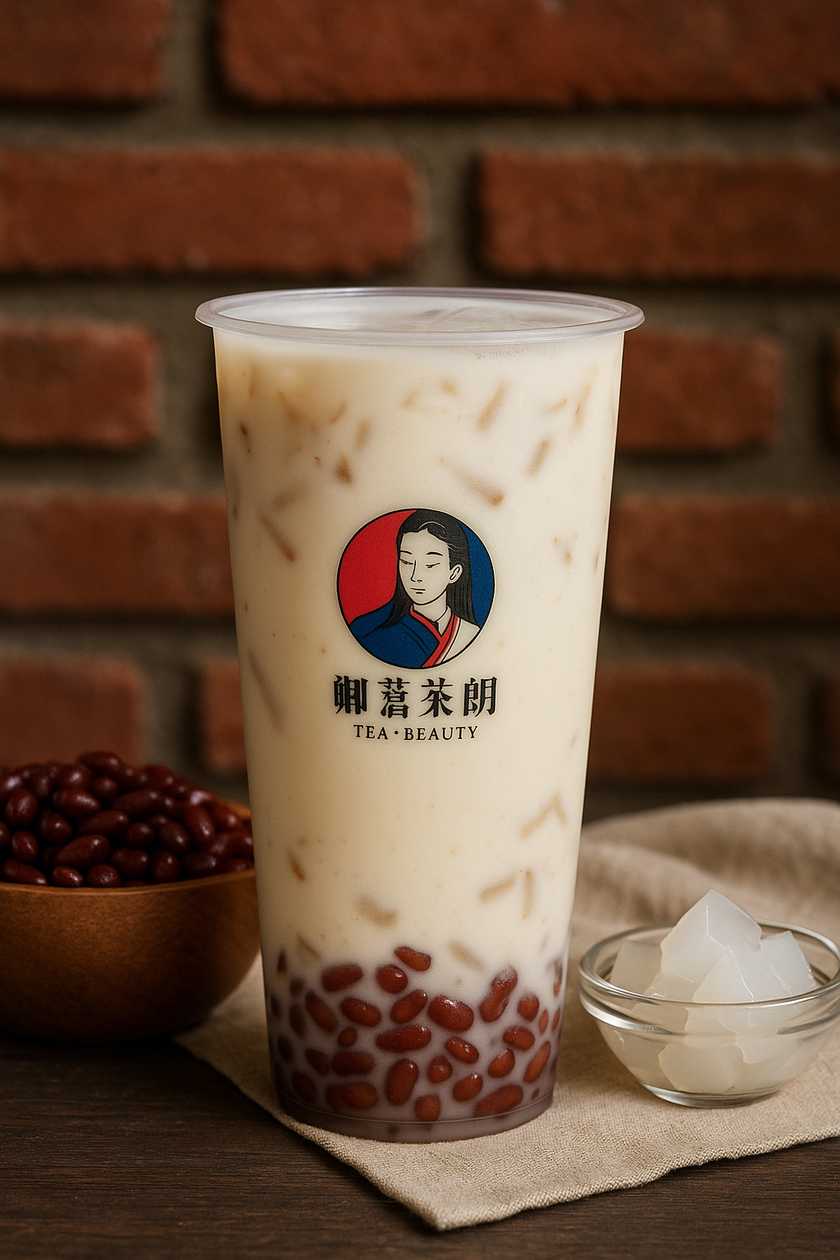 Red Beans And Coconut Jelly Milk Tea (500Ml)