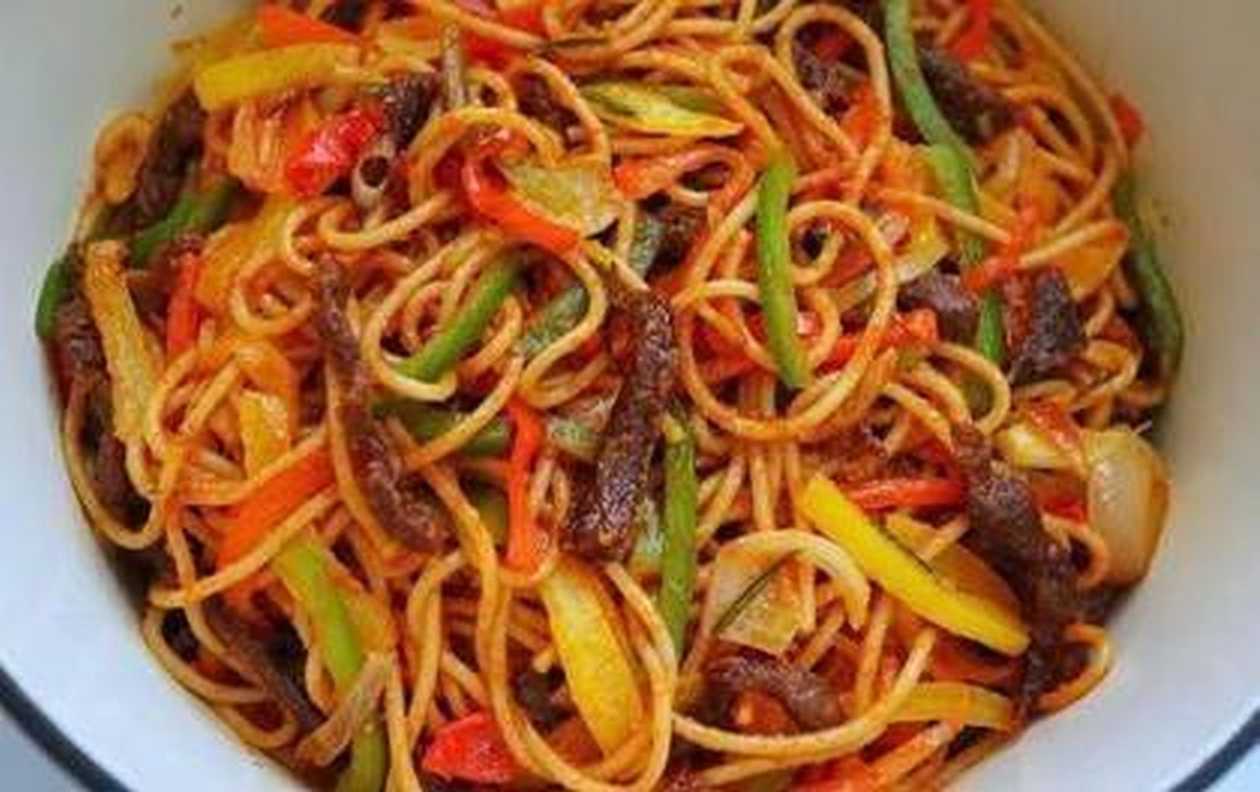Jollof Spaghetti with Beef