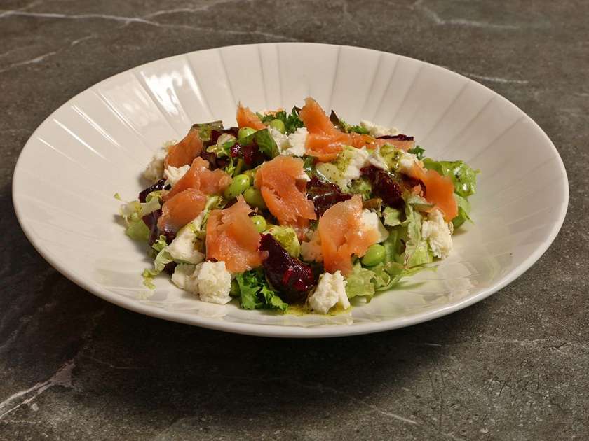 Smoked salmon with Swedish prawn salad Skagen