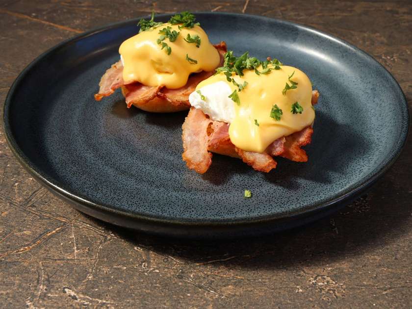 Eggs Benedict with bacon