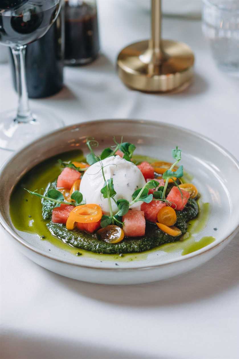Burrata with watermelon