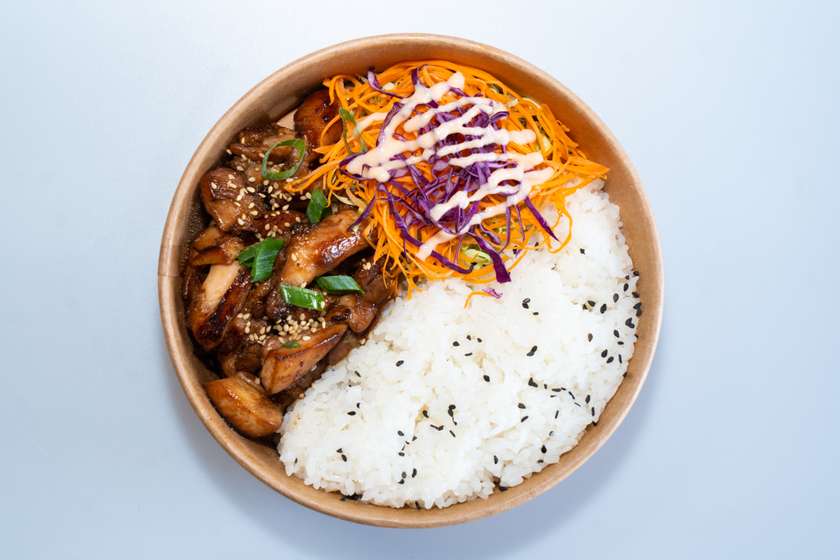Soy Chicken With Rice And Salad