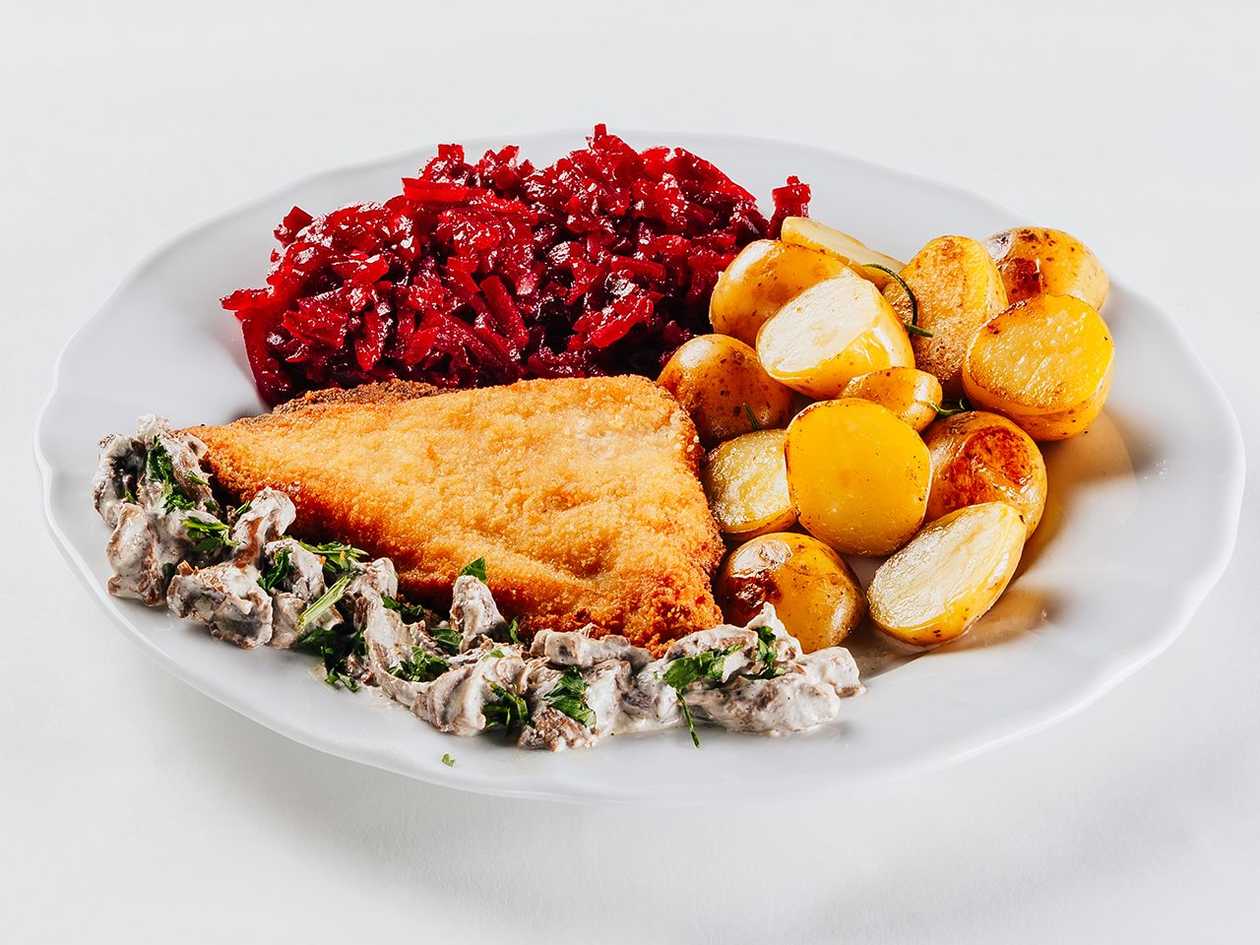 Złoty kotlet z kurczaka z kurkami