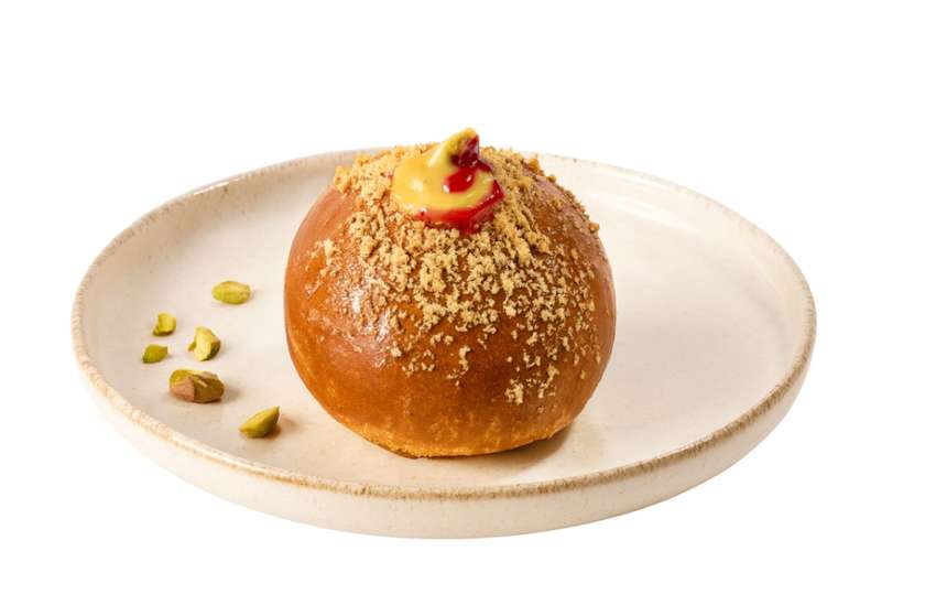 Pistacjanka z malinami