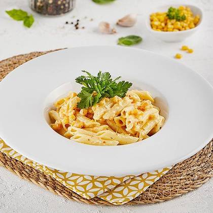 Creamy penne with sweetcorn