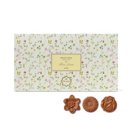Caixa Vintage de Flores de Chocolate de Leite