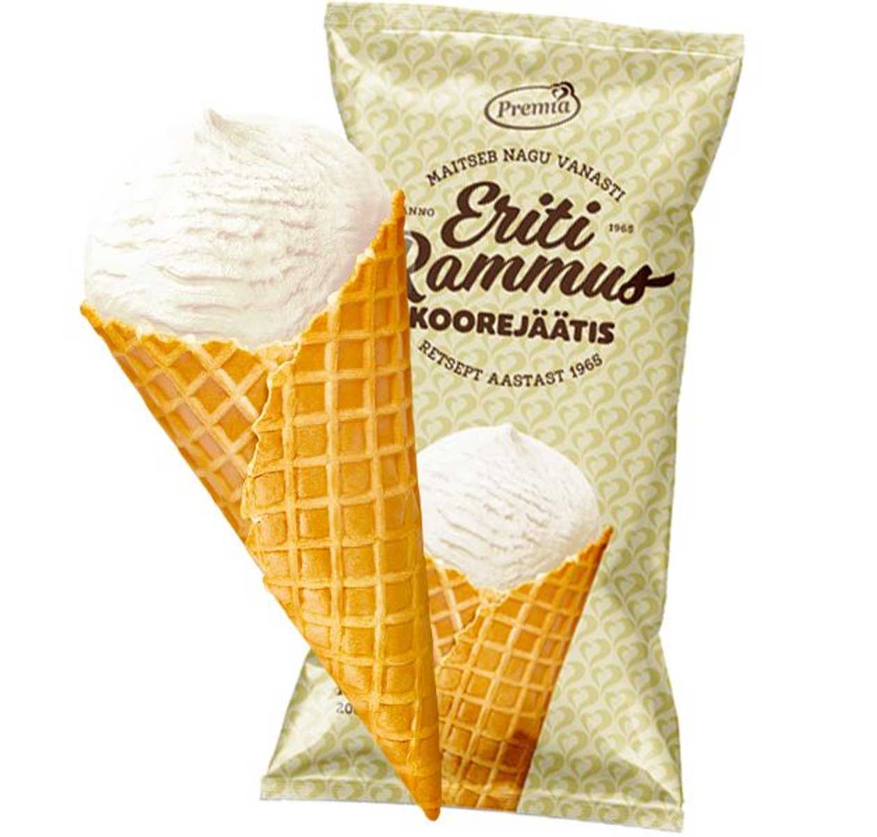 ERITI RAMMUS Koorejäätis Koonusvahvlis 100g