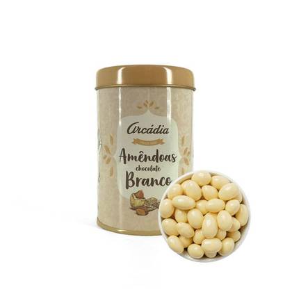 Lata de Amêndoas de Chocolate Branco