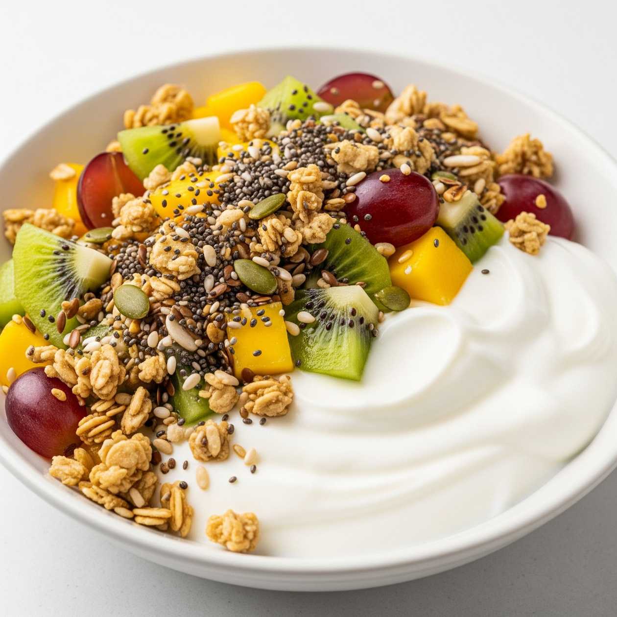 Iogurte Grego com Mix de Fruta (2), Sementes e Granola