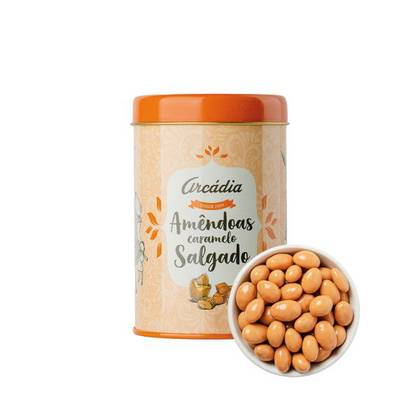 Lata de Amêndoas de Caramelo Salgado
