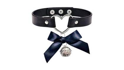 Mokko Choker black collar with bow and heart