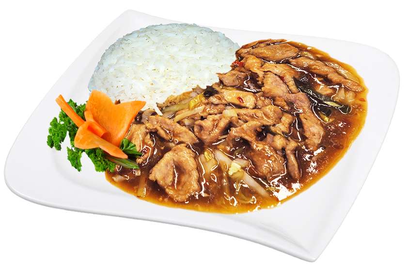 Pork in a spicy sauce with rice