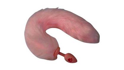 Small Fox Tail Plug – Pink butt plug with a fox tail