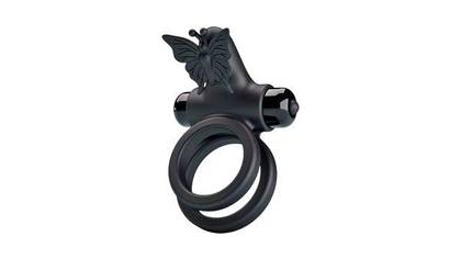 Pretty Love Passionate Ring Ix - vibrating ring with butterfly black