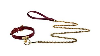 Guilty Toys Luxury Set – collar with leash in red and gold combination