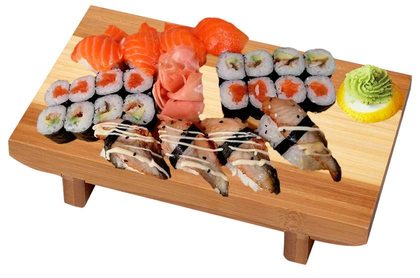 Complete sushi menu (salmon and tuna)
