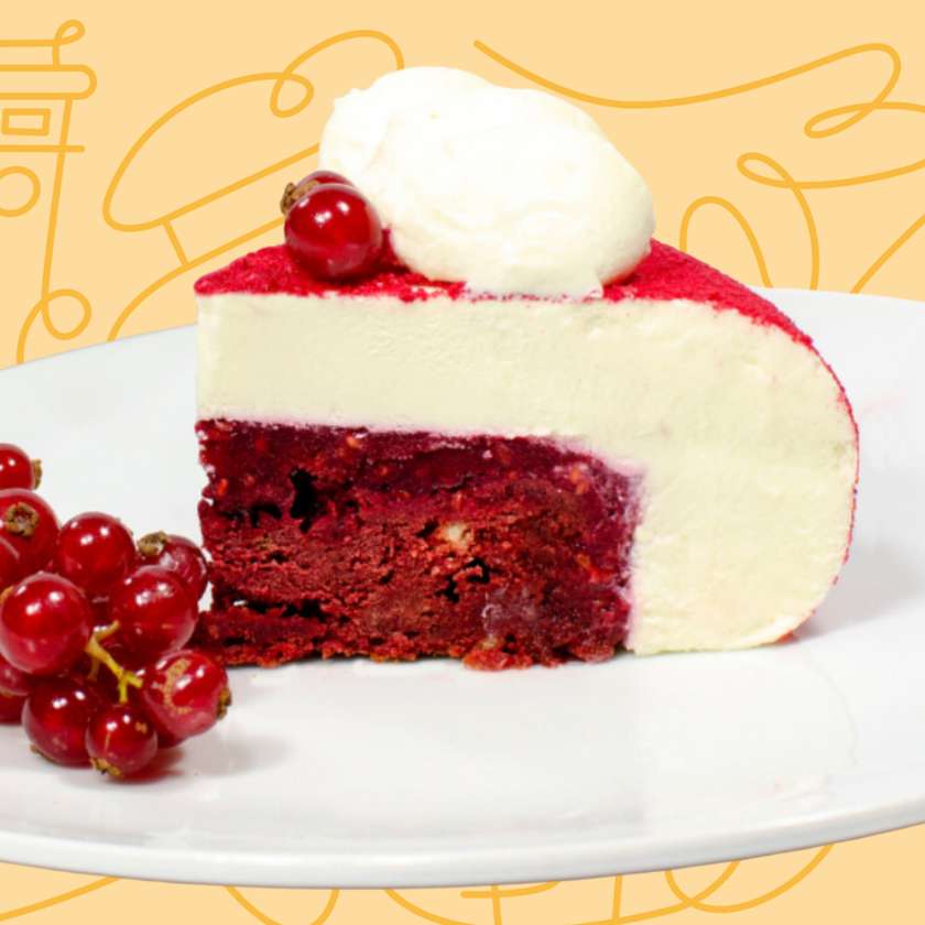 Slice of red velvet cake - without sugar